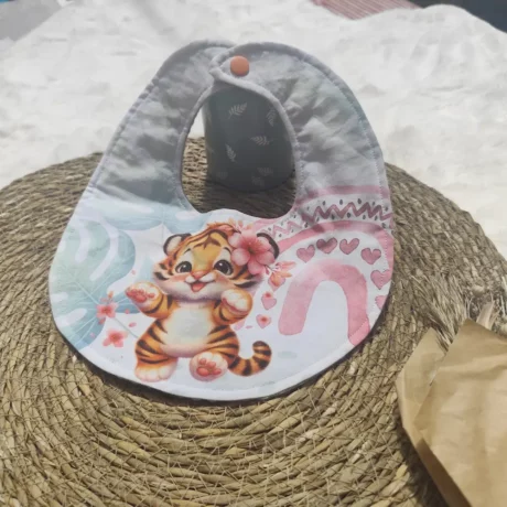 Bavoir tigre rose