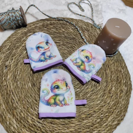 Gants toilette Gecko violet